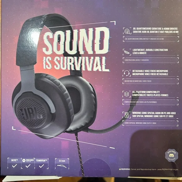 JBL Quantum 100 Wired Gaming Headset. Brand new